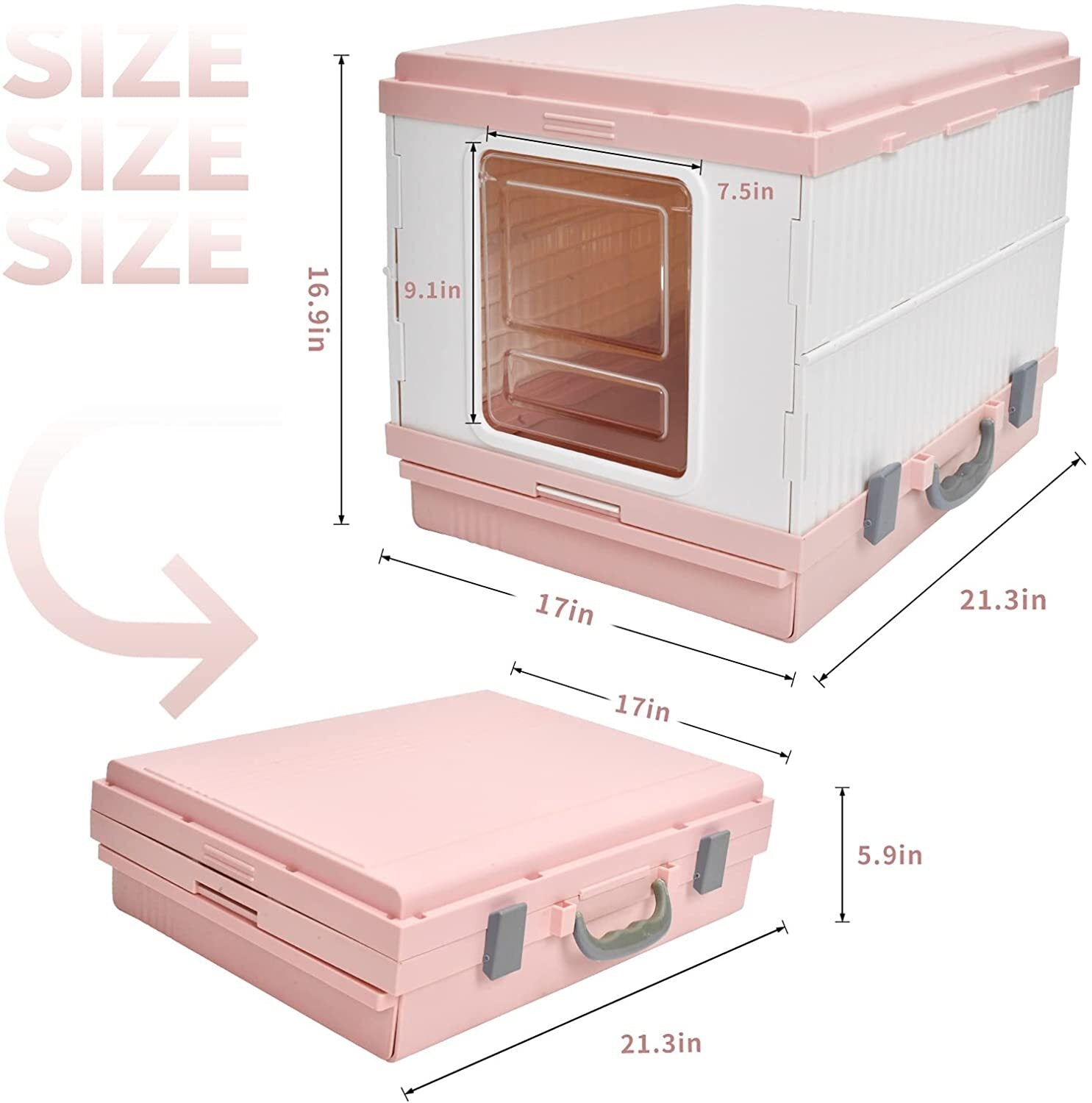 Cat Litter: YES4PETS XL Portable Cat Toilet Litter Box Tray Foldable House with Handle and Scoop Pink