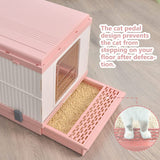 Cat Litter: YES4PETS XL Portable Cat Toilet Litter Box Tray Foldable House with Handle and Scoop Pink