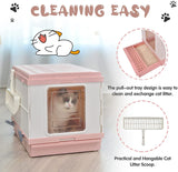 Cat Litter: YES4PETS XL Portable Cat Toilet Litter Box Tray Foldable House with Handle and Scoop Pink