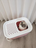 Cat Litter: YES4PETS XXL Top Entry Cat Litter Box No Mess Large Enclosed Covered Kitty Tray Pink