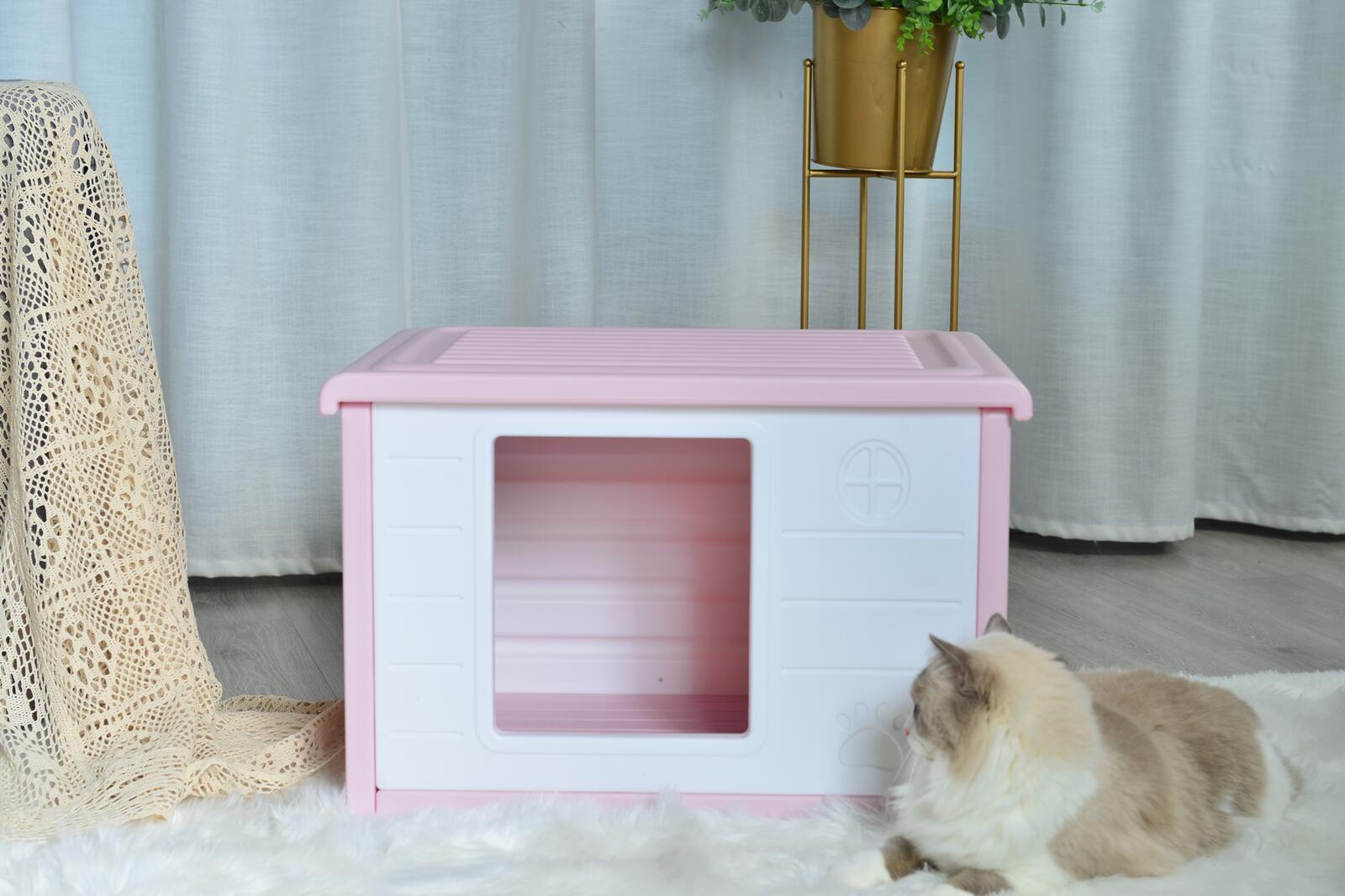 Dog Playpens & Gates: YES4PETS Small Plastic Pet Dog Puppy Cat House Kennel Pink