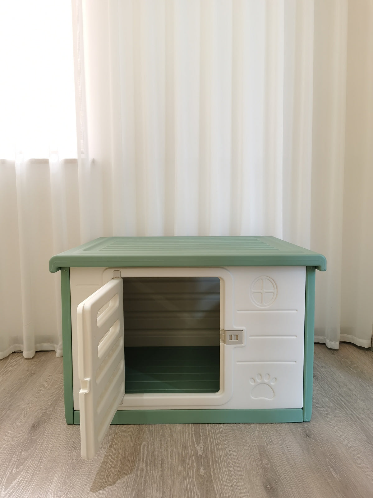 Cat Litter: YES4PETS Medium Plastic Pet Dog Puppy Cat House Kennel Green