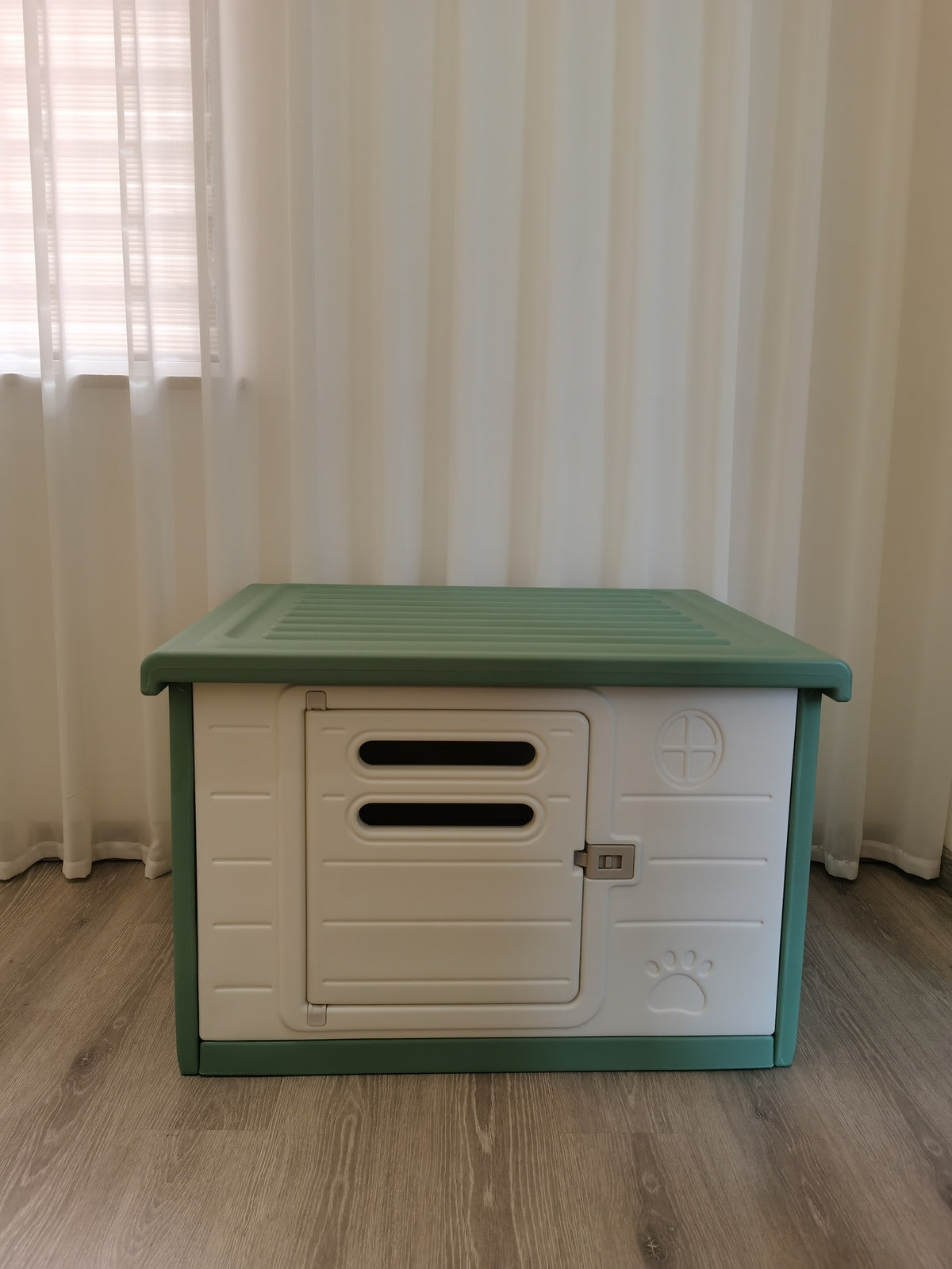 Cat Litter: YES4PETS Medium Plastic Pet Dog Puppy Cat House Kennel Green