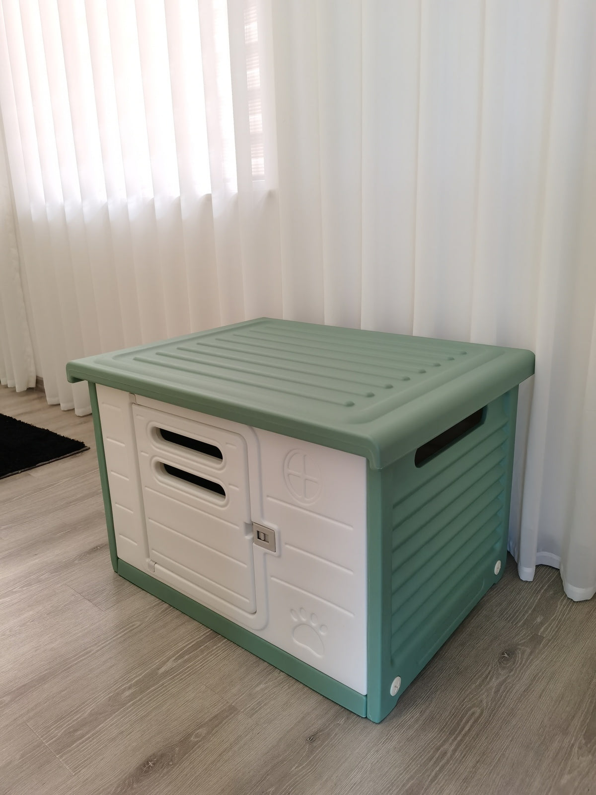Cat Litter: YES4PETS Medium Plastic Pet Dog Puppy Cat House Kennel Green
