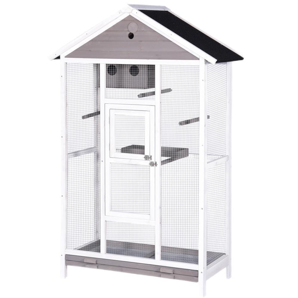Bird Cages & Stands: YES4PETS Wooden XXL Pet Cages Aviary Carrier Travel Canary Parrot Bird Cage Grey