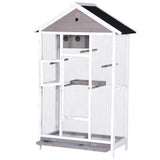 Bird Cages & Stands: YES4PETS Wooden XXL Pet Cages Aviary Carrier Travel Canary Parrot Bird Cage Grey