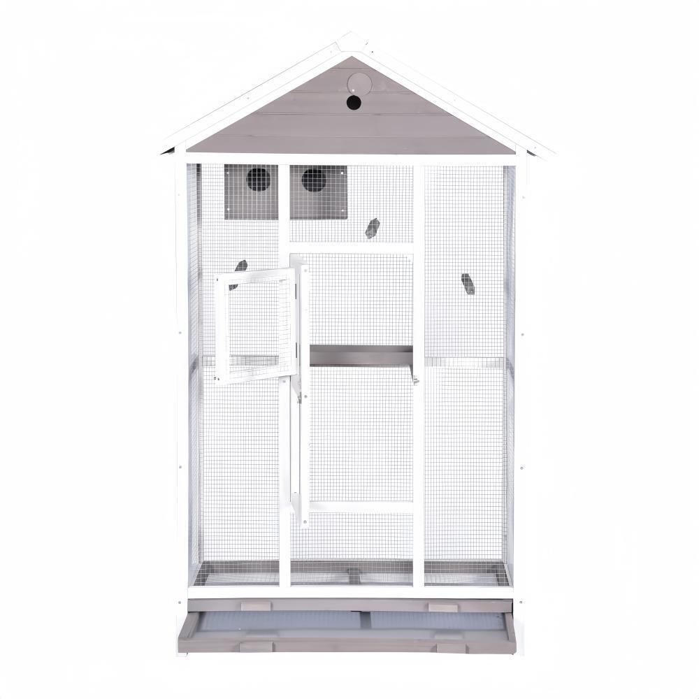 Bird Cages & Stands: YES4PETS Wooden XXL Pet Cages Aviary Carrier Travel Canary Parrot Bird Cage Grey