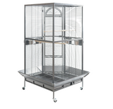 Bird Cages & Stands: YES4PETS 161 cm XL Corner Bird Cage Pet Parrot Aviary Perch Castor Wheel Stand Black Silver