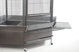 Bird Cages & Stands: YES4PETS 161 cm XL Corner Bird Cage Pet Parrot Aviary Perch Castor Wheel Stand Black Silver