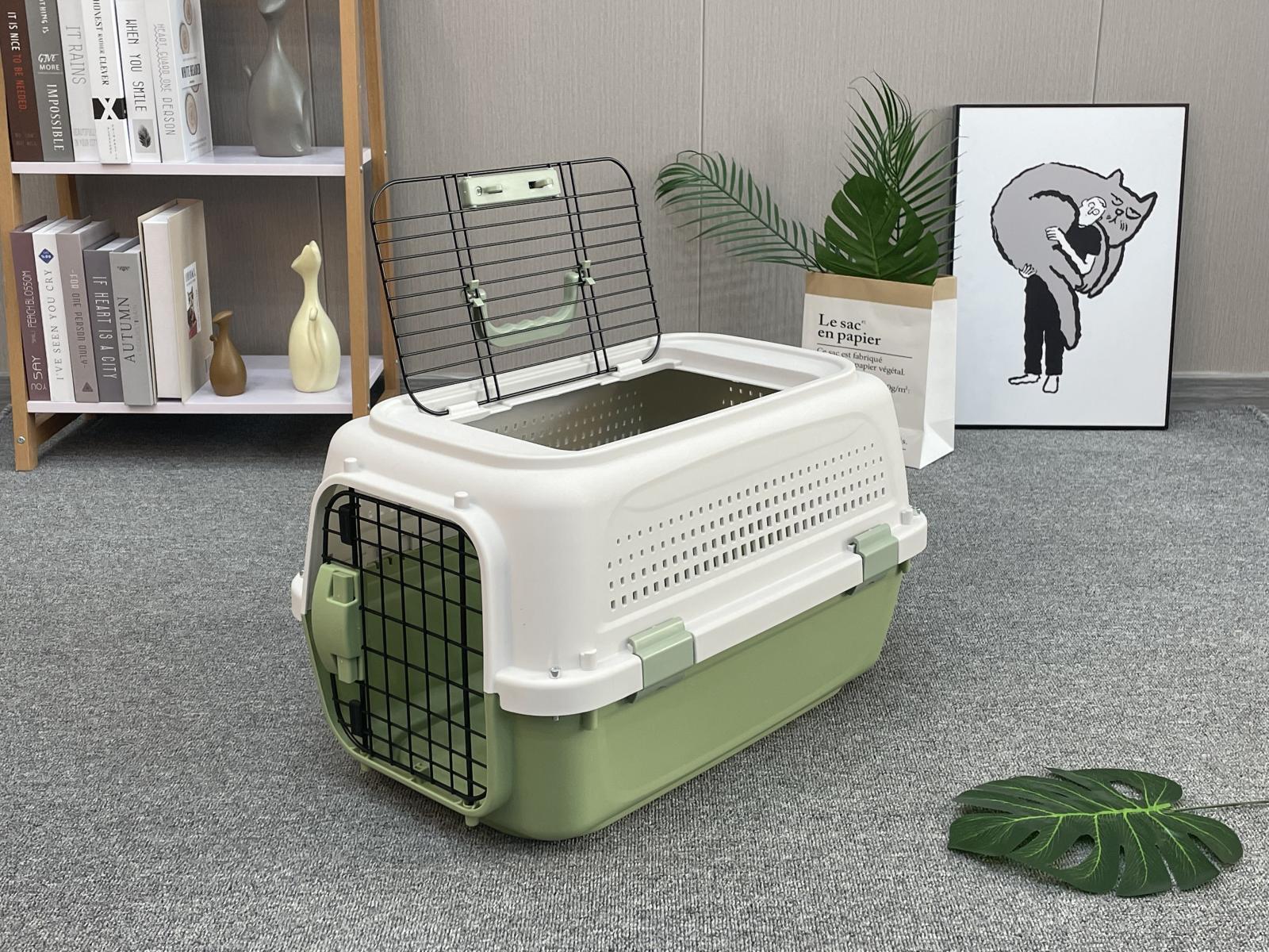Dog Carriers & Crates: YES4PETS Medium Dog Cat Rabbit Crate Pet Kitten Carrier Parrot Cage Green