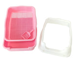 Cat Litter: YES4PETS Large Deep Cat Kitty Litter Tray High Wall Pet Toilet Grid Tray With Scoop Pink