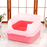 Cat Litter: YES4PETS Large Deep Cat Kitty Litter Tray High Wall Pet Toilet Grid Tray With Scoop Pink