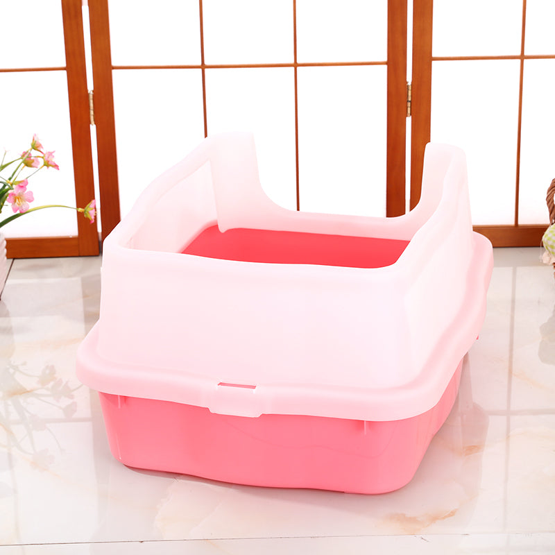 Cat Litter: YES4PETS Large Deep Cat Kitty Litter Tray High Wall Pet Toilet Grid Tray With Scoop Pink