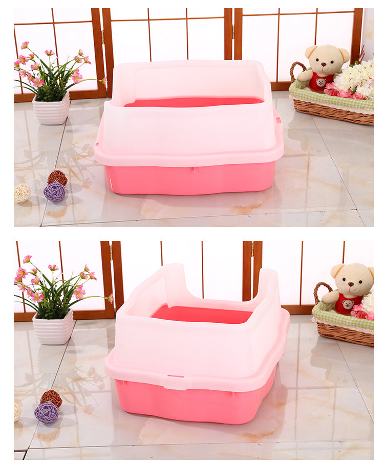 Cat Litter: YES4PETS Large Deep Cat Kitty Litter Tray High Wall Pet Toilet Grid Tray With Scoop Pink