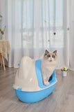 Cat Litter: YES4PETS Large Hooded Cat Toilet Litter Box Tray House With Scoop Blue
