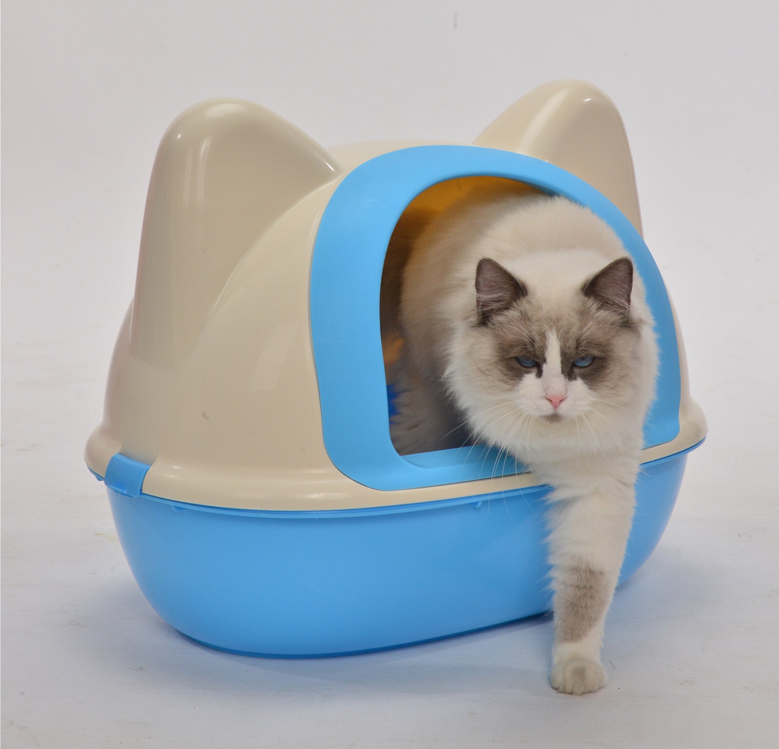 Cat Litter: YES4PETS Medium Hooded Cat Toilet Litter Box Tray House With Scoop Blue