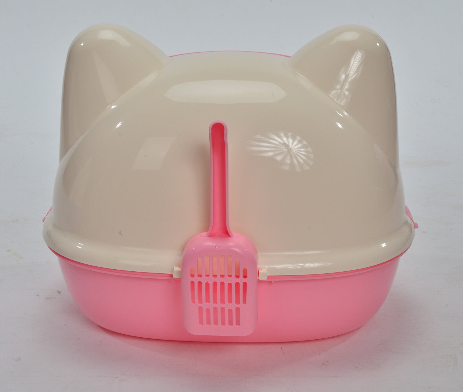 Cat Litter: YES4PETS Medium Hooded Cat Toilet Litter Box Tray House With Scoop Pink