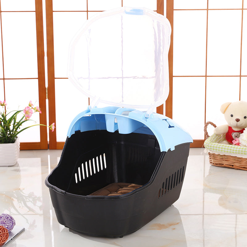 Dog Carriers & Crates: YES4PETS Medium Portable Travel Dog Cat Crate Pet Carrier Cage Comfort With Mat-Blue