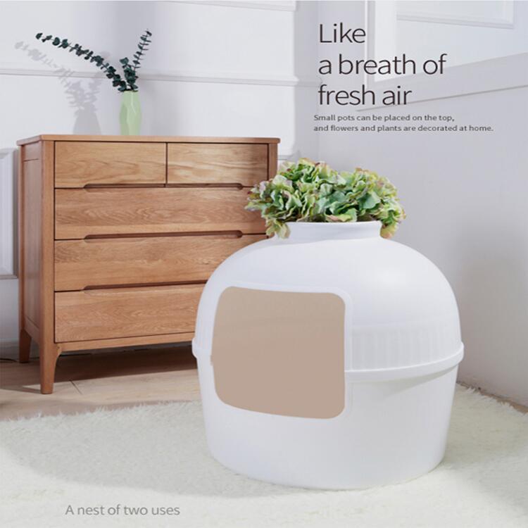 Cat Litter: YES4PETS Multifunctional Cat Litter Box Pet Cat House Semi-Enclosed White