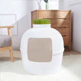 Cat Litter: YES4PETS Multifunctional Cat Litter Box Pet Cat House Semi-Enclosed White