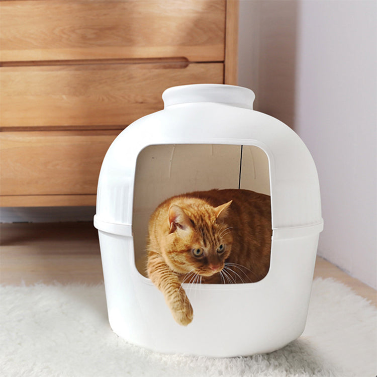 Cat Litter: YES4PETS Multifunctional Cat Litter Box Pet Cat House Semi-Enclosed White