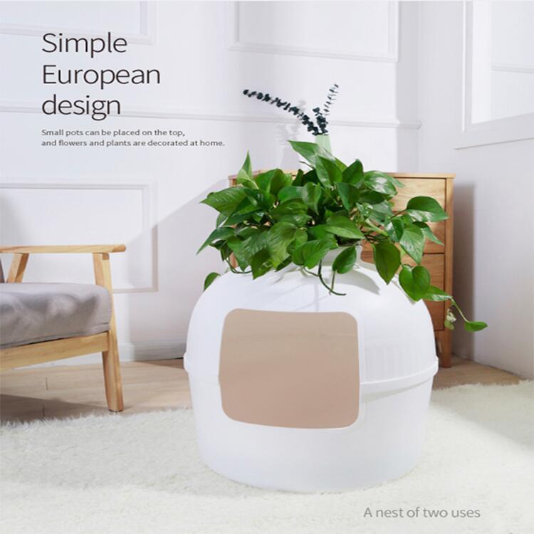 Cat Litter: YES4PETS Multifunctional Cat Litter Box Pet Cat House Semi-Enclosed White