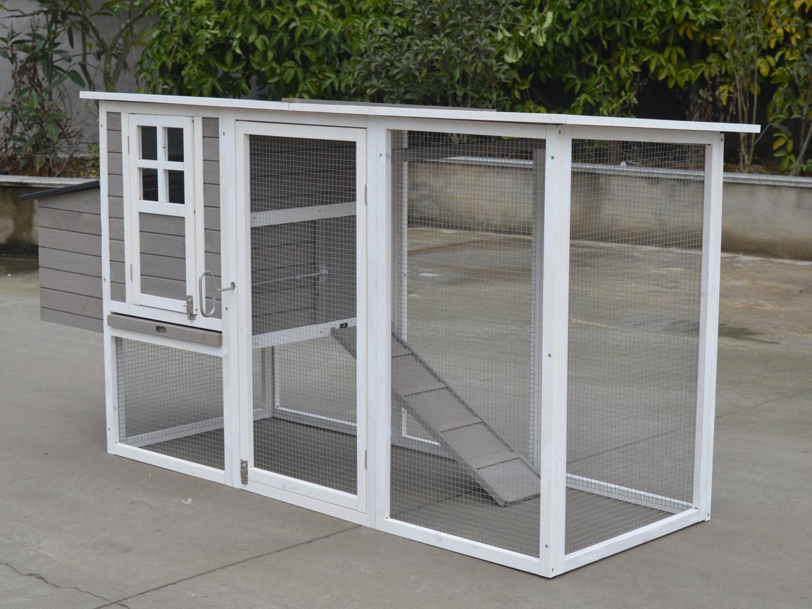 Small Animal Habitats & Cages: YES4PETS Large Chicken Coop Rabbit Hutch Cat Ferret Cage Hen Chook House Grey