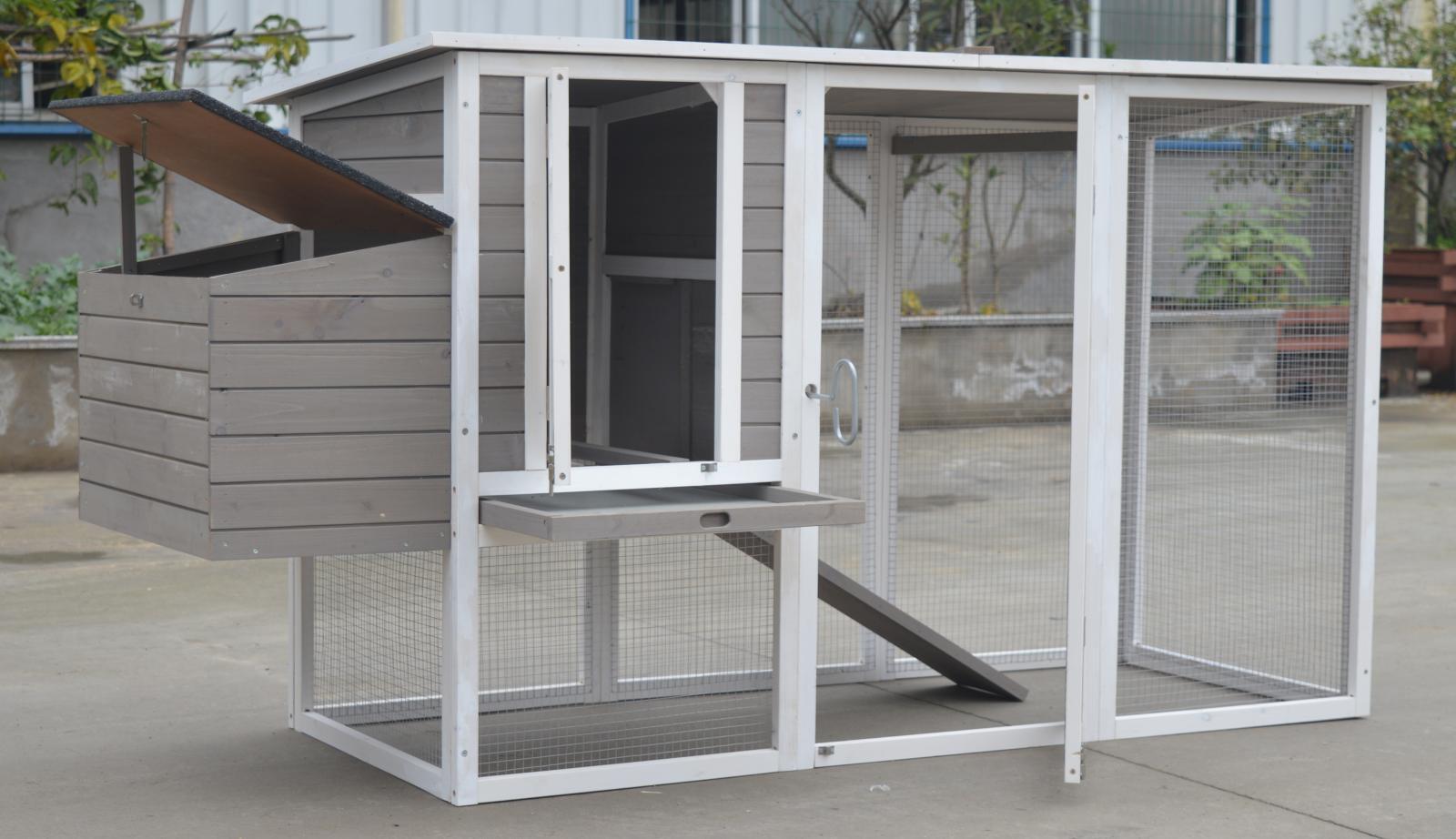 Small Animal Habitats & Cages: YES4PETS Large Chicken Coop Rabbit Hutch Cat Ferret Cage Hen Chook House Grey