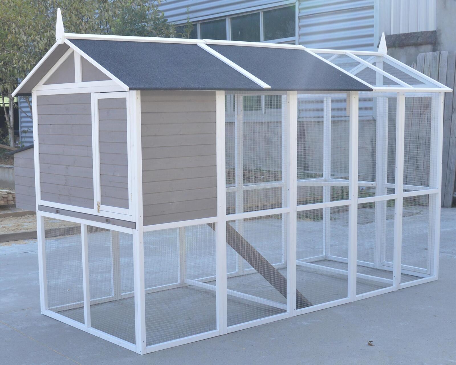 Small Animal Habitats & Cages: YES4PETS Grey XXL Chicken Coop Rabbit Guinea Pig Hutch Ferret Hen Cat Bird House