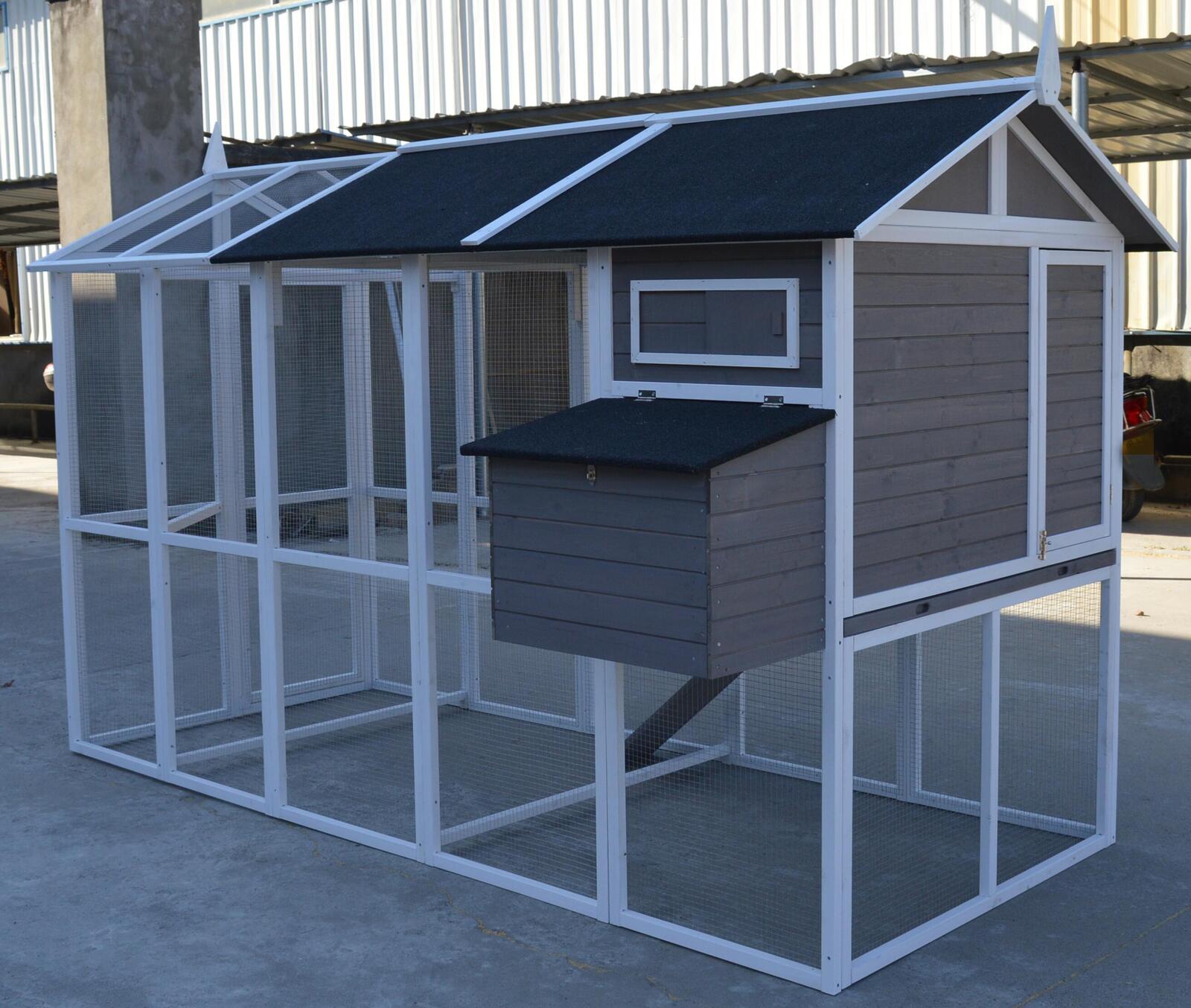 Small Animal Habitats & Cages: YES4PETS Grey XXL Chicken Coop Rabbit Guinea Pig Hutch Ferret Hen Cat Bird House