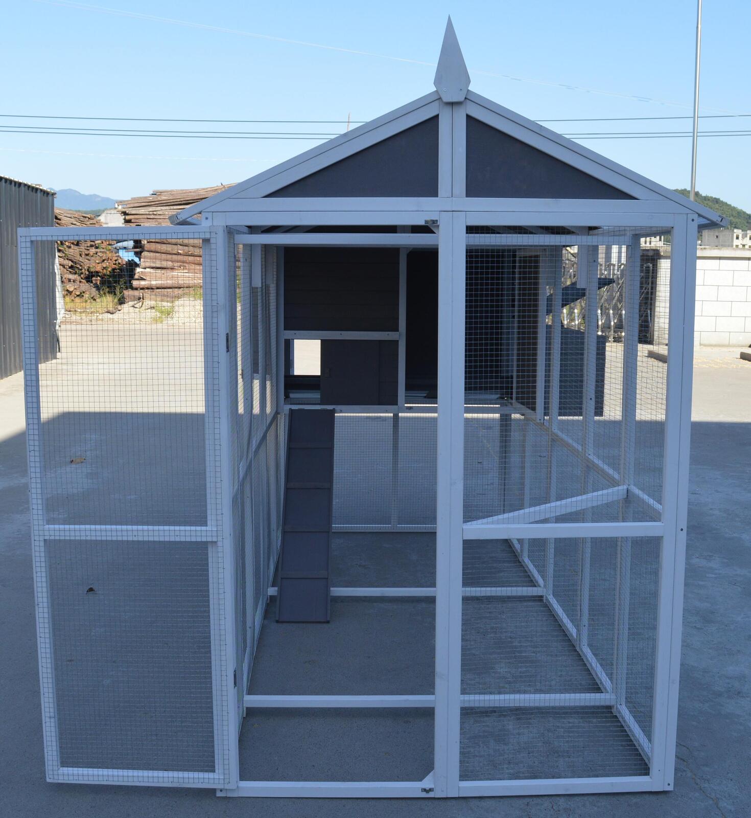 Small Animal Habitats & Cages: YES4PETS Grey XXL Chicken Coop Rabbit Guinea Pig Hutch Ferret Hen Cat Bird House