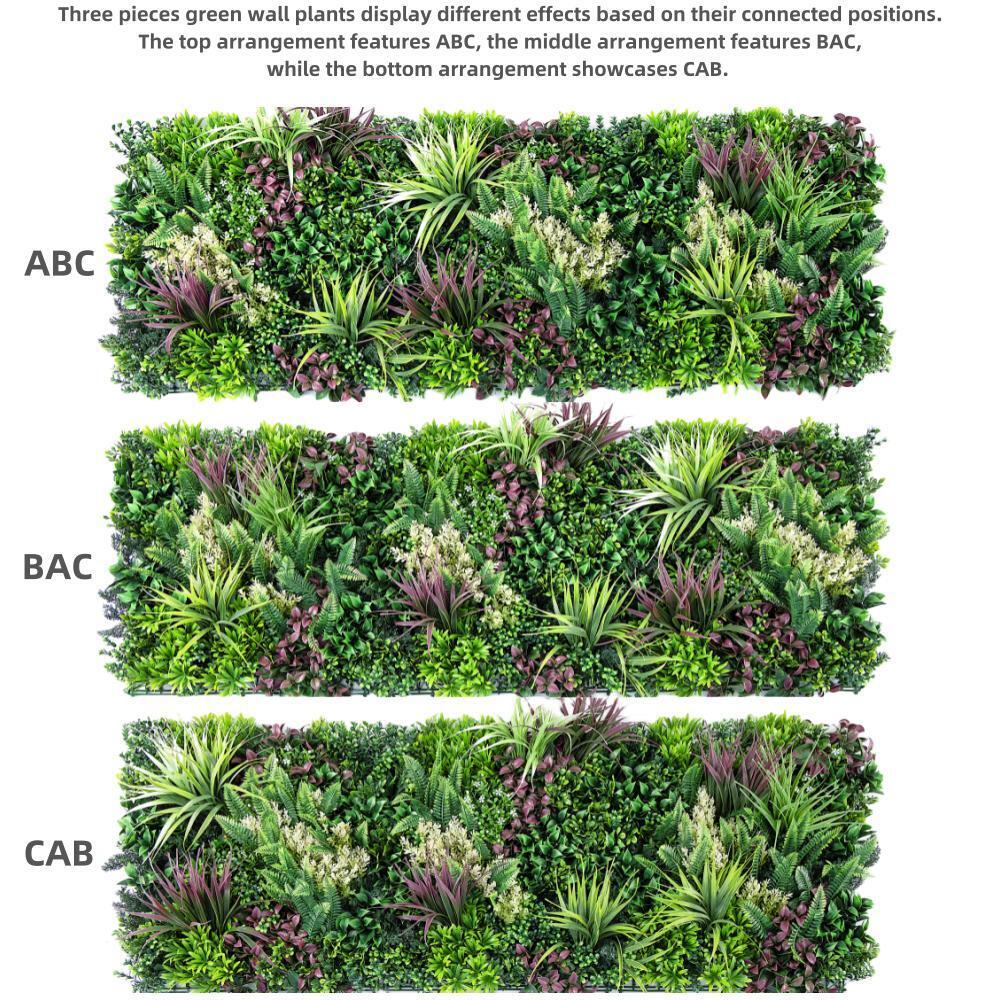 Artificial Wall Plants: YES4HOMES 3 Artificial Plant Wall Grass Panels Vertical Garden Foliage Tile Fence 50X50 CM
