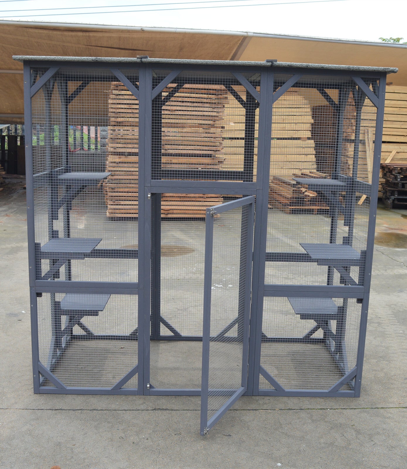 Small Animal Habitats & Cages: YES4PETS XXL Pet Cat Bird Ferret Shelter Condo with Escape Door Wooden Kitten Cage House