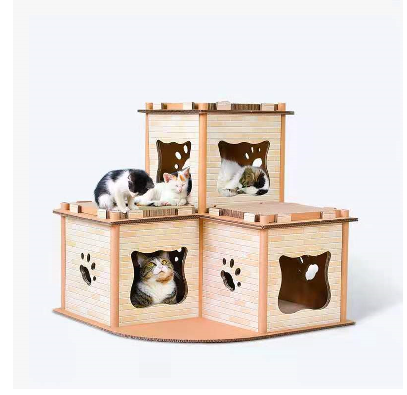 Cat Scratching Posts: YES4PETS Cat Cardboard House Tower Condo Scratcher Pet Post Pad Mat Furniture