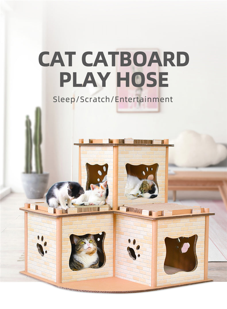 Cat Scratching Posts: YES4PETS Cat Cardboard House Tower Condo Scratcher Pet Post Pad Mat Furniture