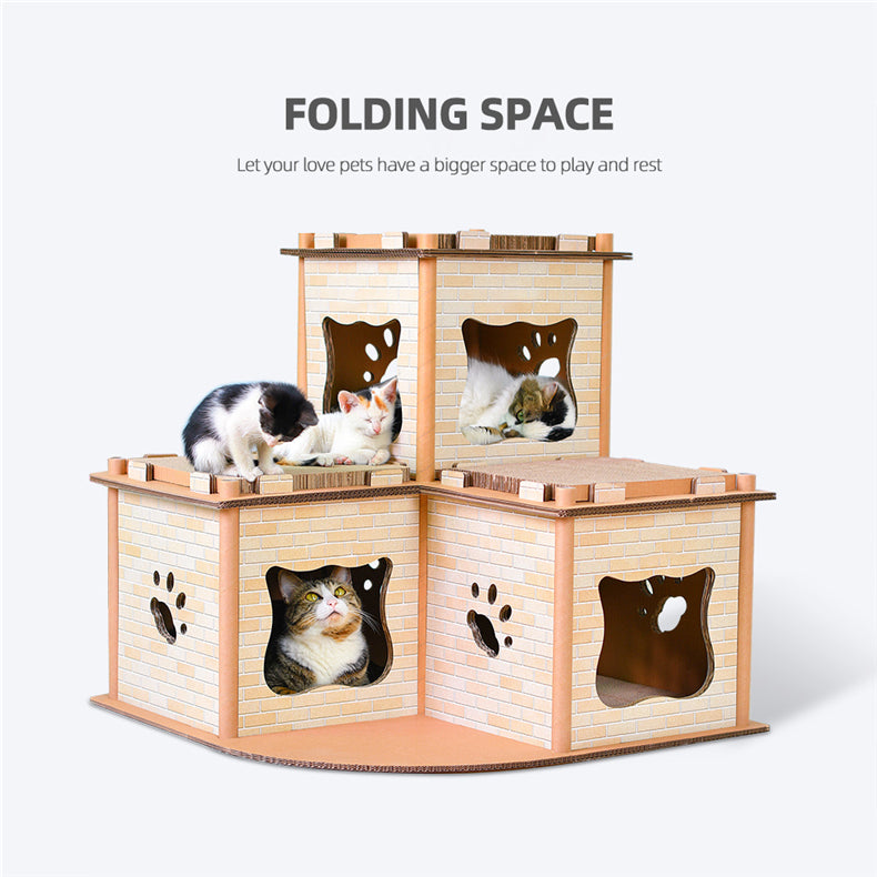 Cat Scratching Posts: YES4PETS Cat Cardboard House Tower Condo Scratcher Pet Post Pad Mat Furniture