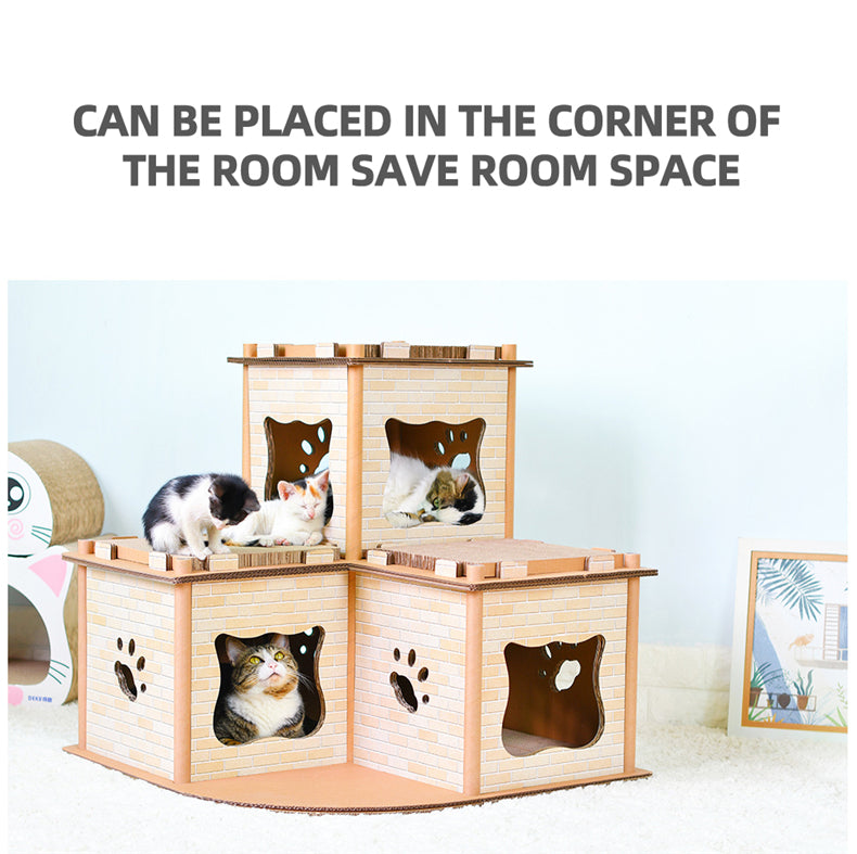 Cat Scratching Posts: YES4PETS Cat Cardboard House Tower Condo Scratcher Pet Post Pad Mat Furniture