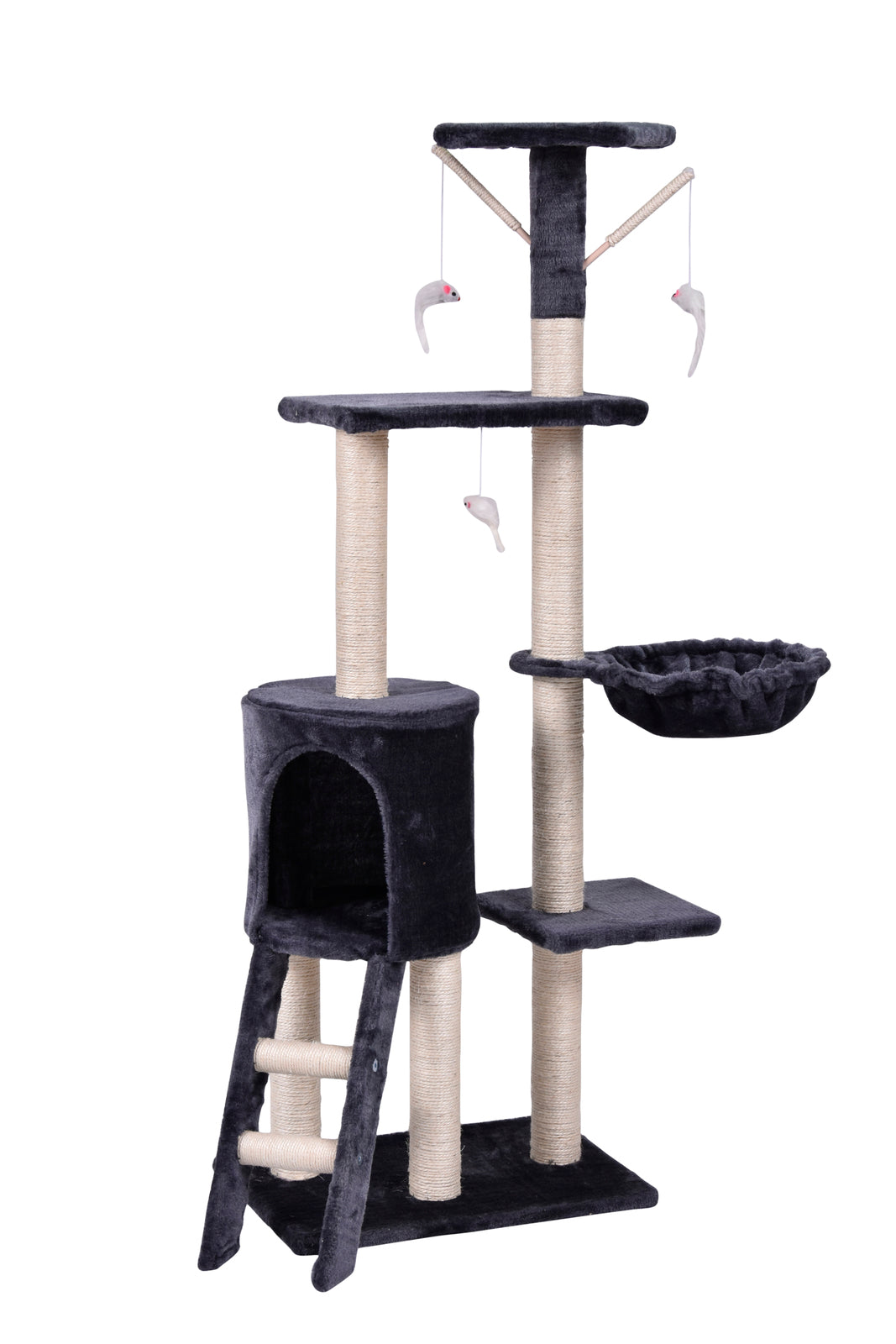 Cat Scratching Posts: YES4PETS 138cm Cat Scratching Post Tree Post House Tower with Ladder-Grey