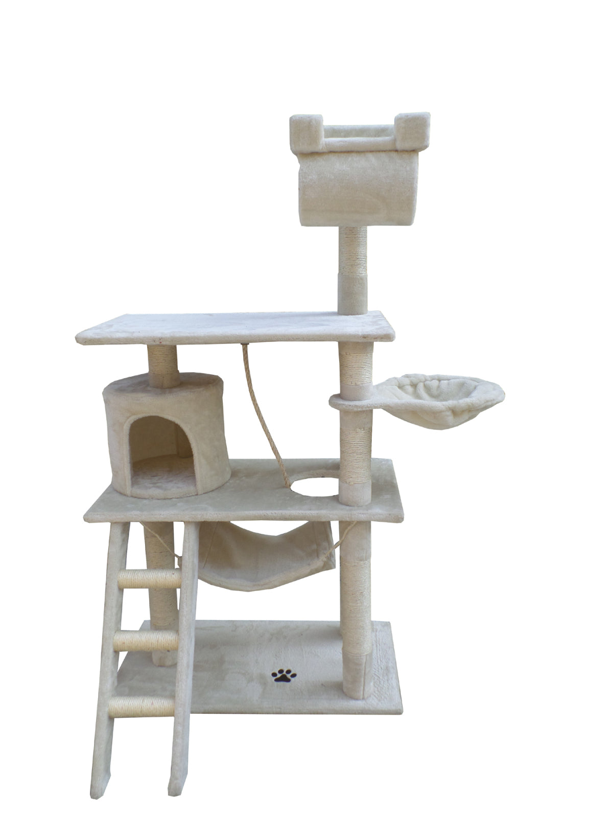 Cat Scratching Posts: YES4PETS 140 cm Cat Scratching Post Tree W ladder & Hammock-Beige
