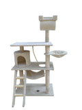 Cat Scratching Posts: YES4PETS 140 cm Cat Scratching Post Tree W ladder & Hammock-Beige