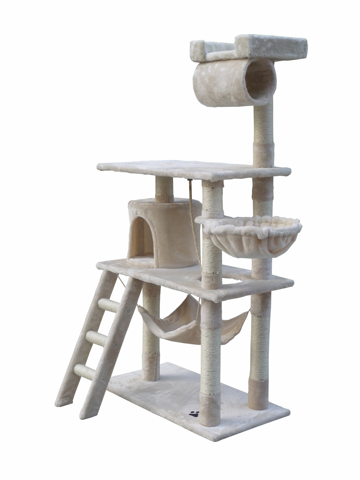Cat Scratching Posts: YES4PETS 140 cm Cat Scratching Post Tree W ladder & Hammock-Beige