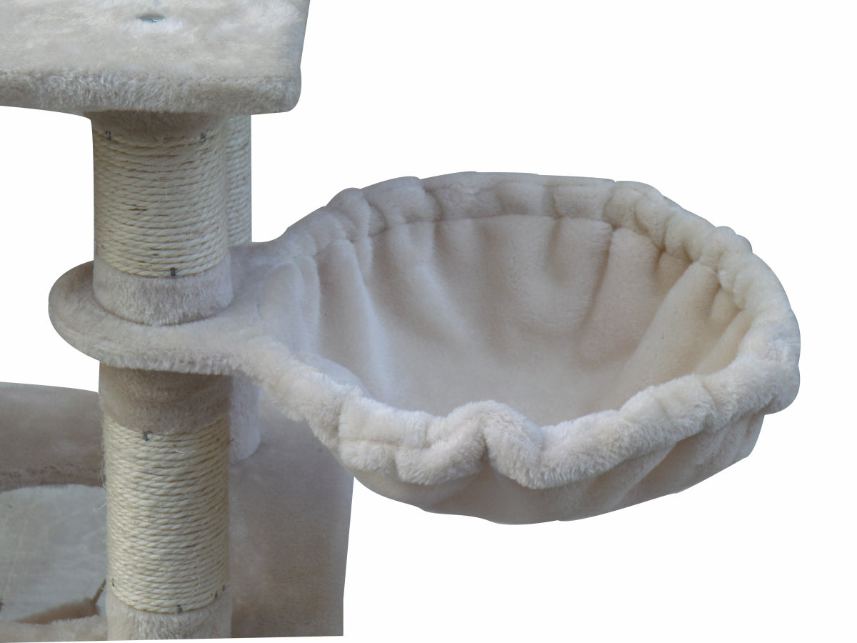 Cat Scratching Posts: YES4PETS 140 cm Cat Scratching Post Tree W ladder & Hammock-Beige