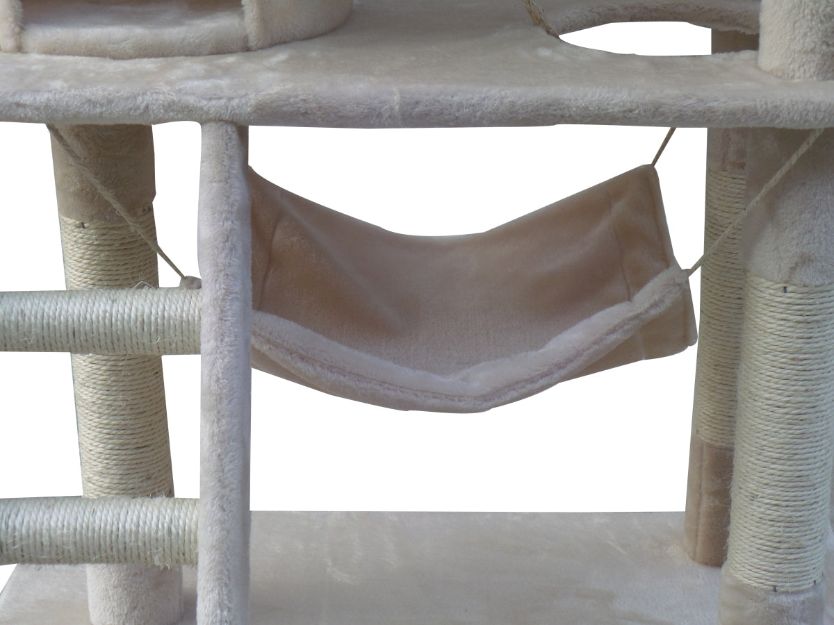Cat Scratching Posts: YES4PETS 140 cm Cat Scratching Post Tree W ladder & Hammock-Beige