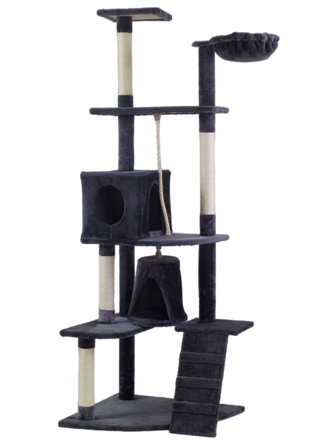 Cat Scratching Posts: YES4PETS 193cm Cat Scratching Tree Post Sisal Pole Scratching Post Scratcher Tower Condo Grey