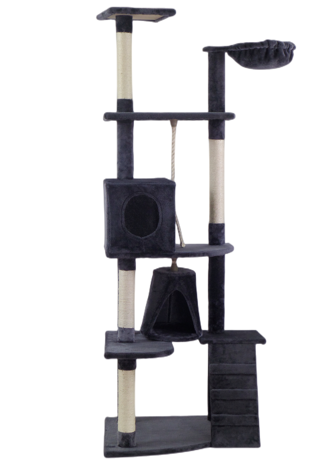 Cat Scratching Posts: YES4PETS 193cm Cat Scratching Tree Post Sisal Pole Scratching Post Scratcher Tower Condo Grey