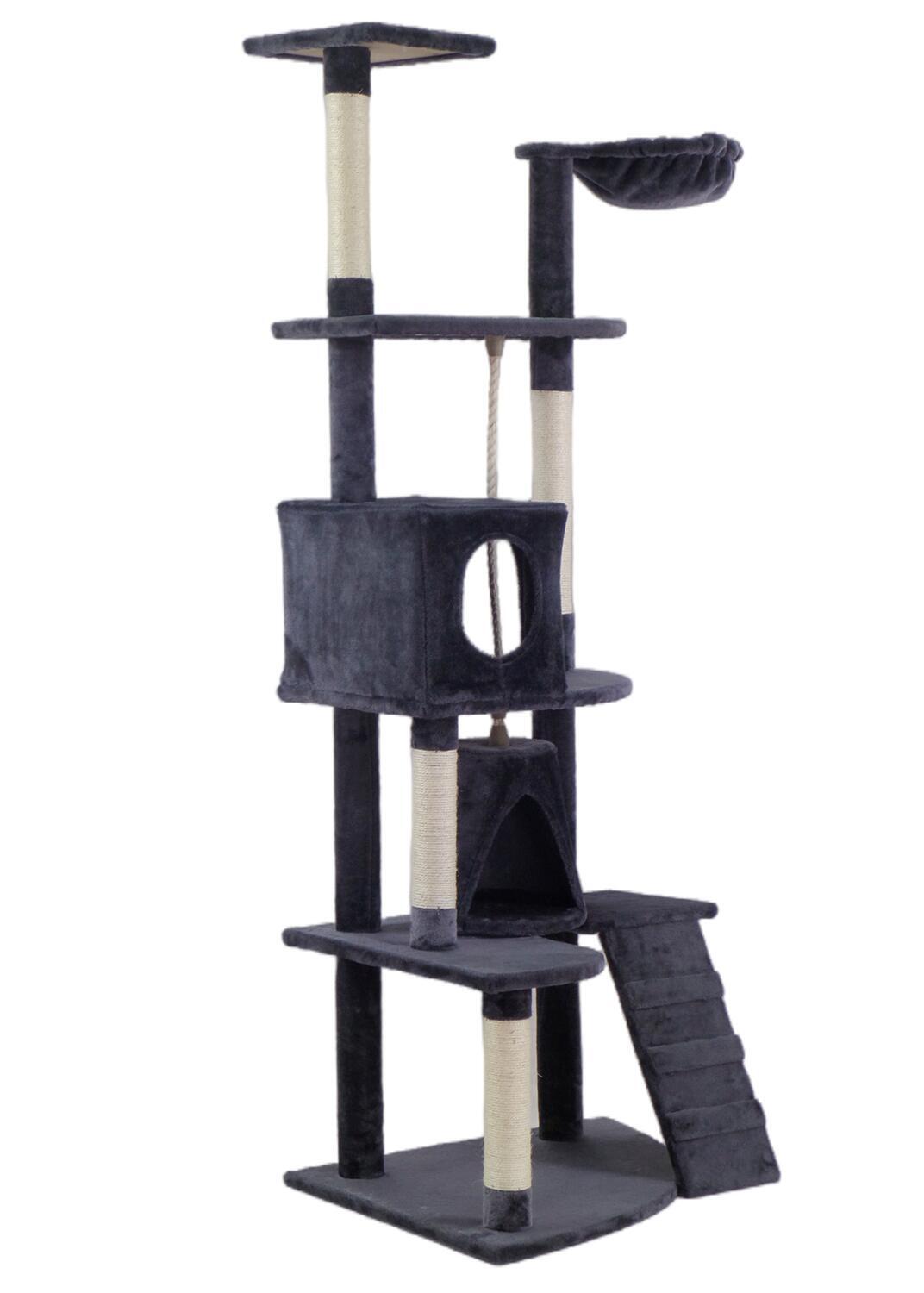 Cat Scratching Posts: YES4PETS 193cm Cat Scratching Tree Post Sisal Pole Scratching Post Scratcher Tower Condo Grey