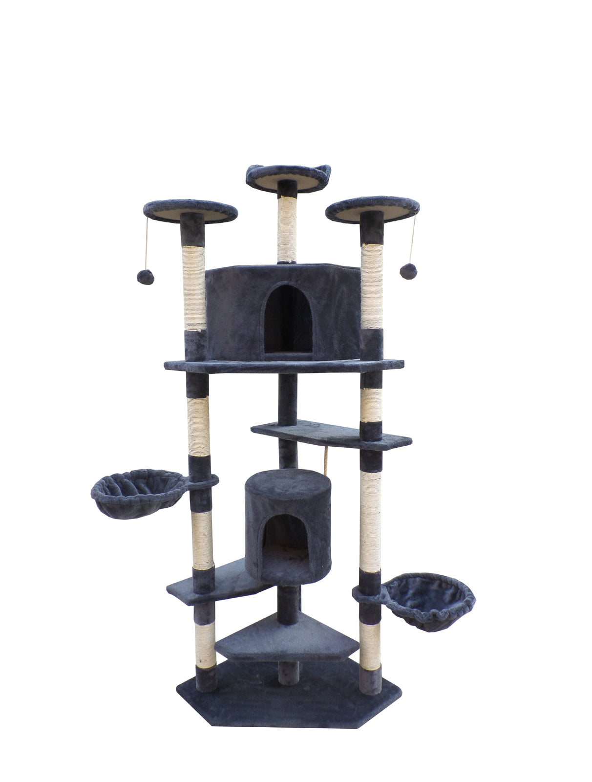 Cat Scratching Posts: YES4PETS 200 cm Cat Scratching Post Tree Scratcher Corner Tower Furniture- Grey