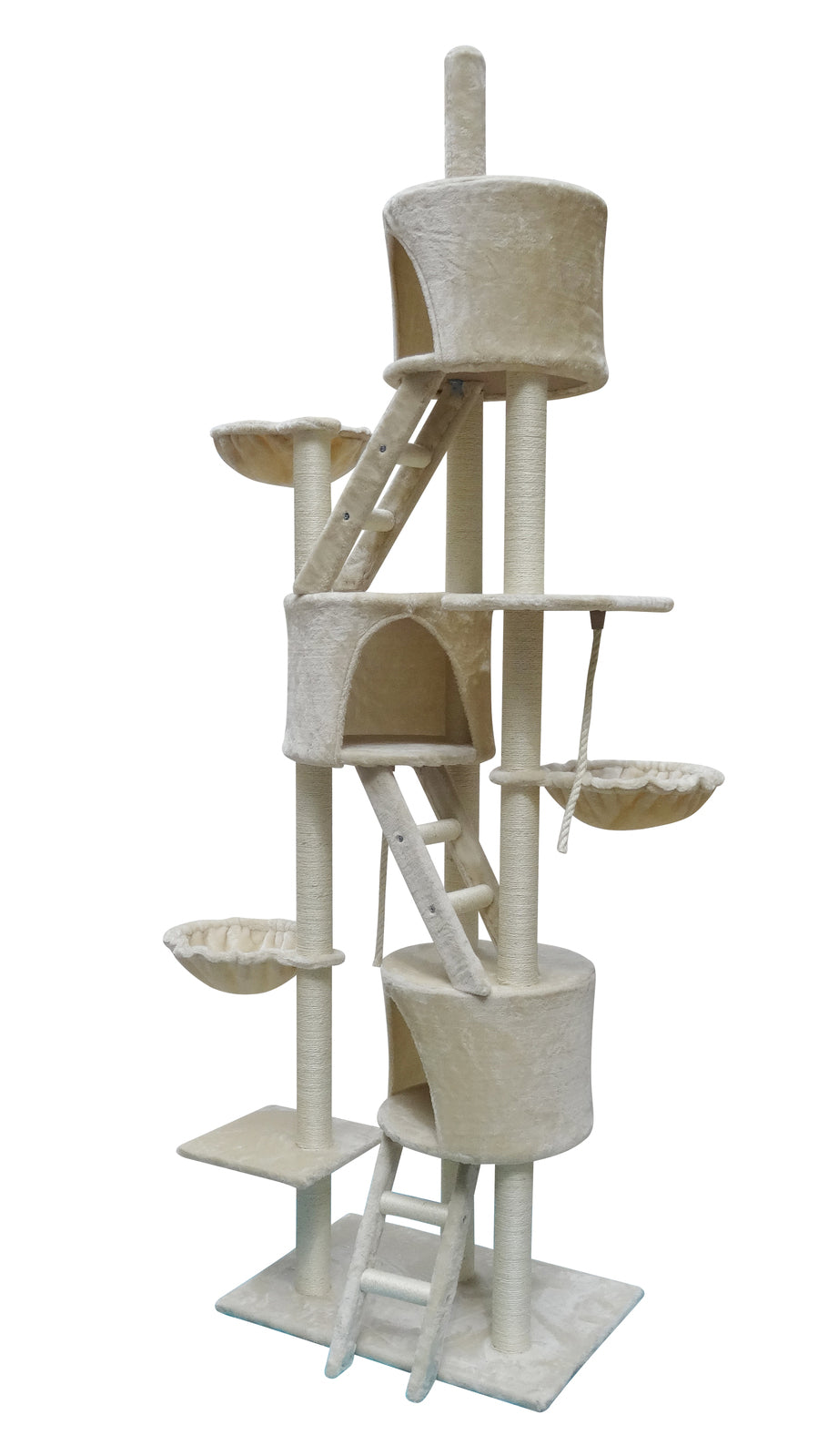 Cat Scratching Posts: YES4PETS 244 cm XL Multi Level Cat Scratching Post Tree Scratcher Pole- Beige