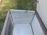 Dog Kennels: YES4PETS M Timber Pet Dog Kennel House Puppy Wooden Timber Cabin With Stripe White