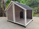 Dog Kennels: YES4PETS L Timber Pet Dog Kennel House Puppy Wooden Timber Cabin 130x105x100cm Grey
